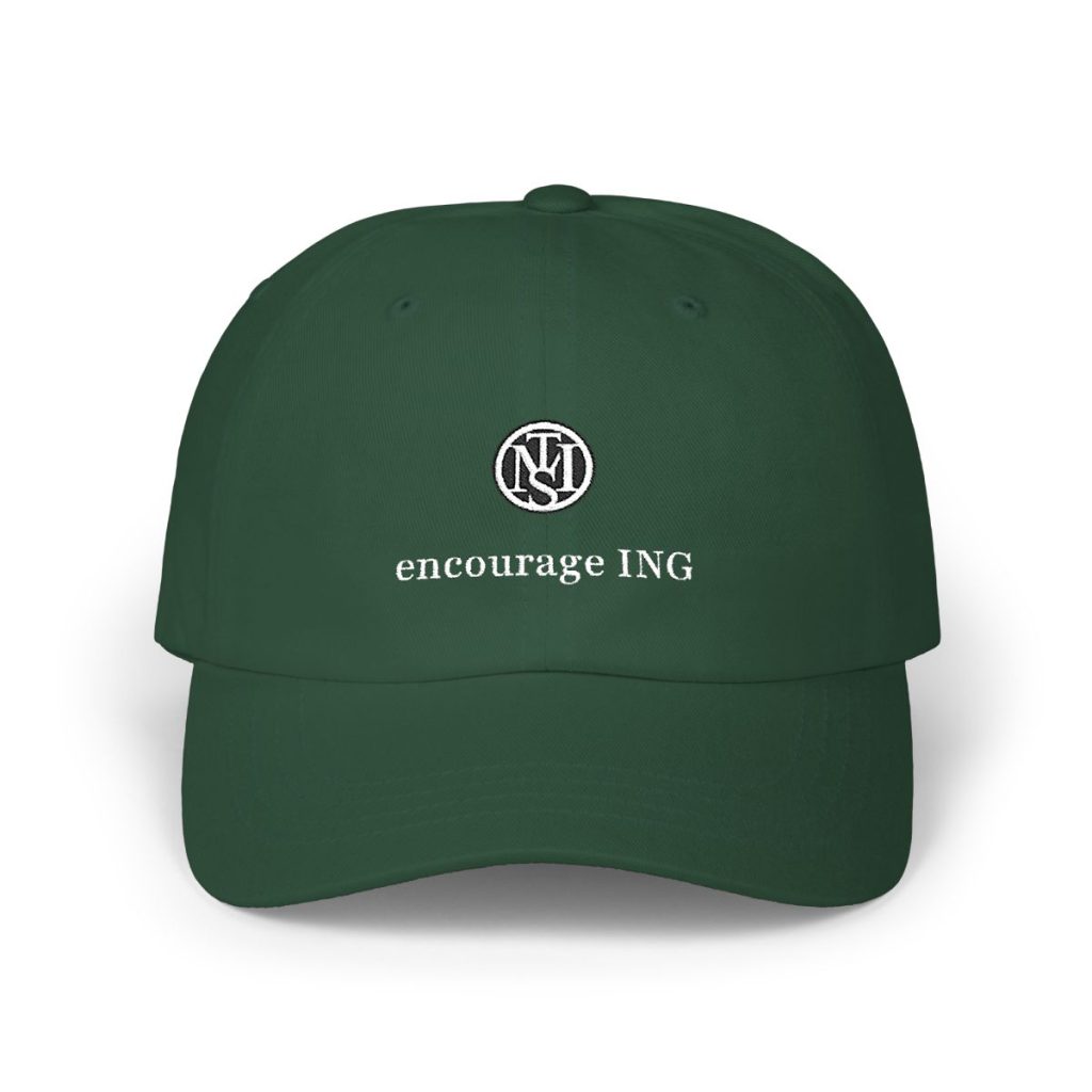 encourage ING type embroidered green baseball cap