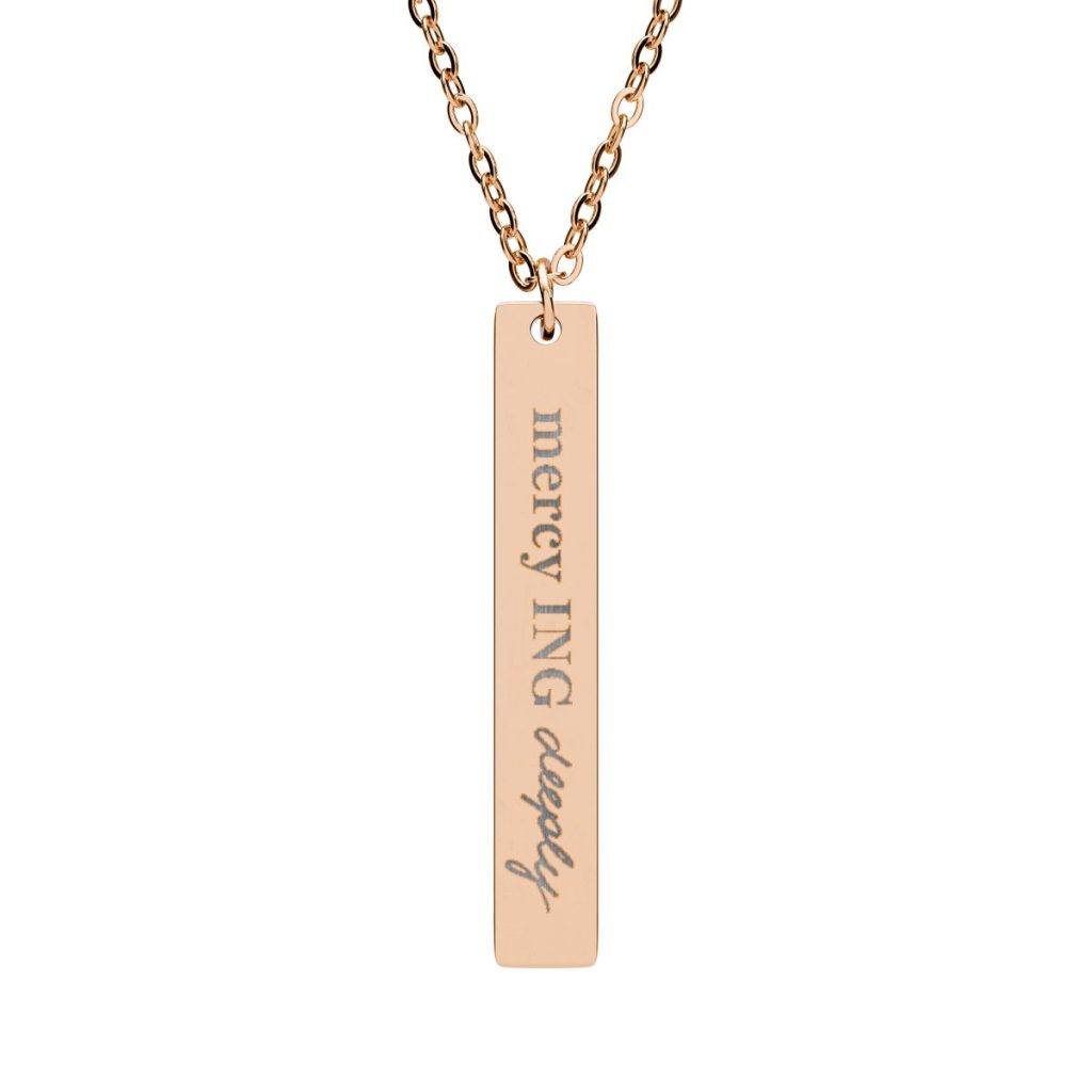 ING type personalized rose gold bar necklace pendant