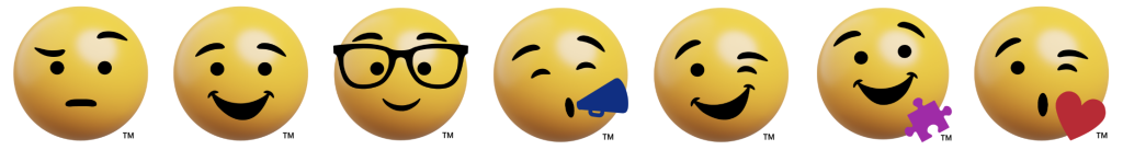 Seven ING energy type emoji symbols representing each personality type