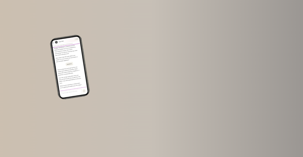 Ask ING conversation on mobile showing mercy ING energy insight from Stephanie Mason's ING types framework